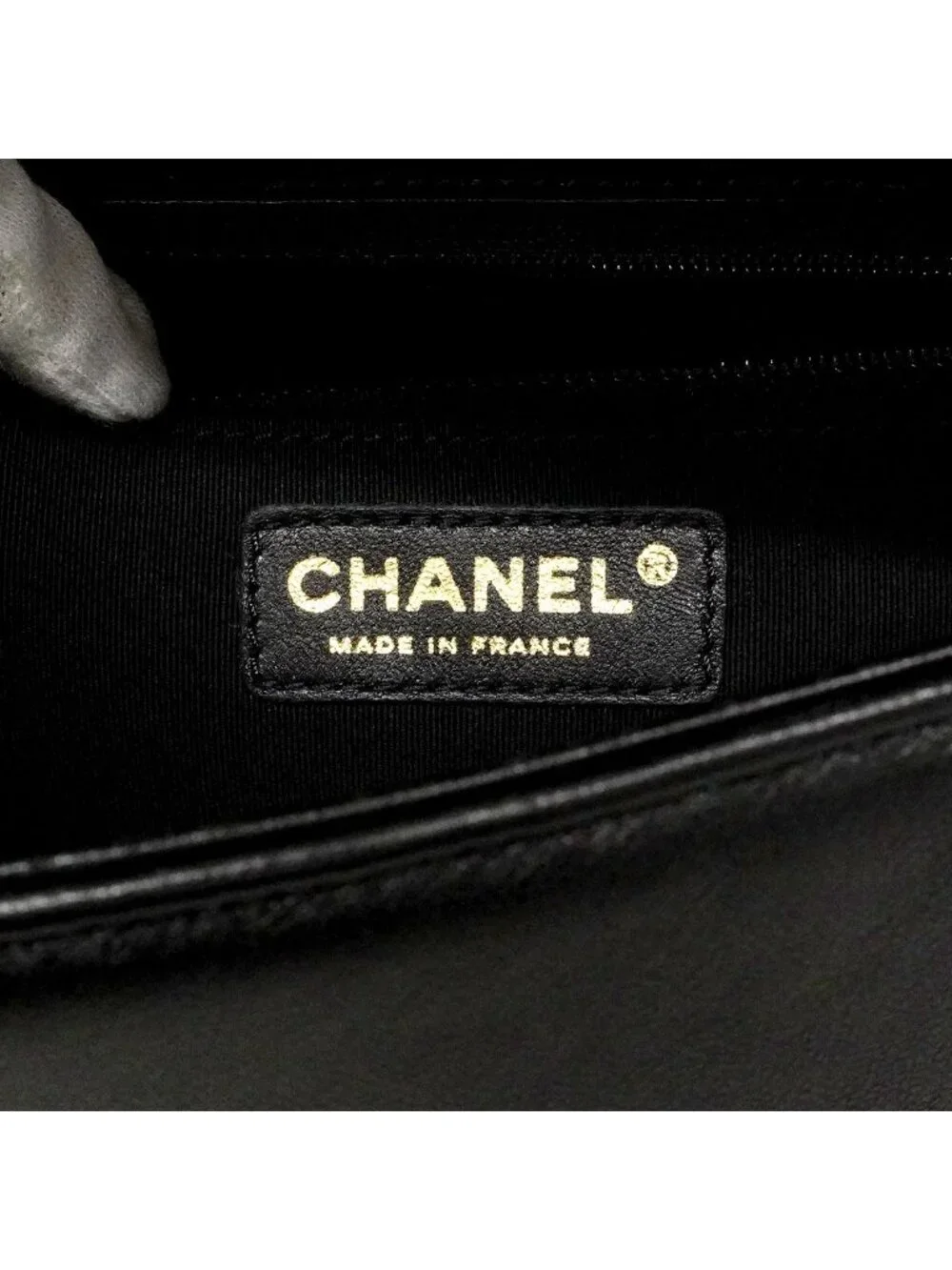 Chanel Shoulder Bag Boy Lambskin Black Champagne Gold